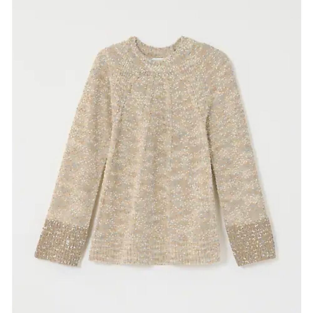 J.Jill Pure Jill Textured Stitch Pullover Sweater Women's XL Tan Cream Neutral
